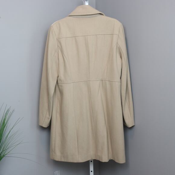 Kenneth Cole New York Wool Blend Coat Women’s Size 14 Beige Button Front - Picture 2 of 7